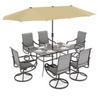 Ensemble de salle à manger de patio 7 pièces MAISON ARTS avec chaises pivotantes en textilène