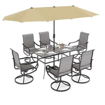 Ensemble de salle à manger de patio 7 pièces MAISON ARTS avec chaises pivotantes en textilène
