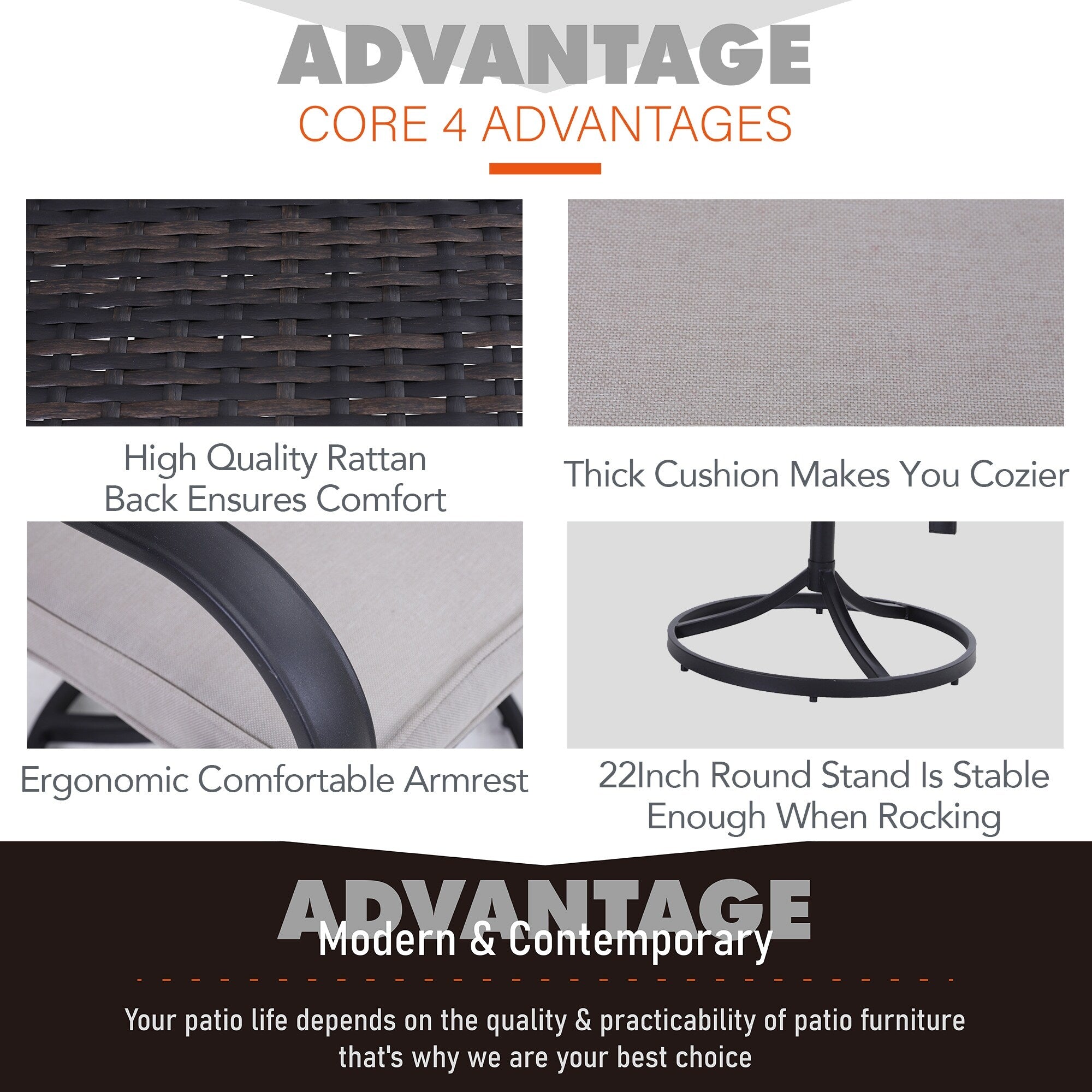 MAISON ARTS 5/7-piece Patio Dining Set, 4/6 Rattan Swivel Chairs with Cushion and 1 Metal Table with Umbrella Hole