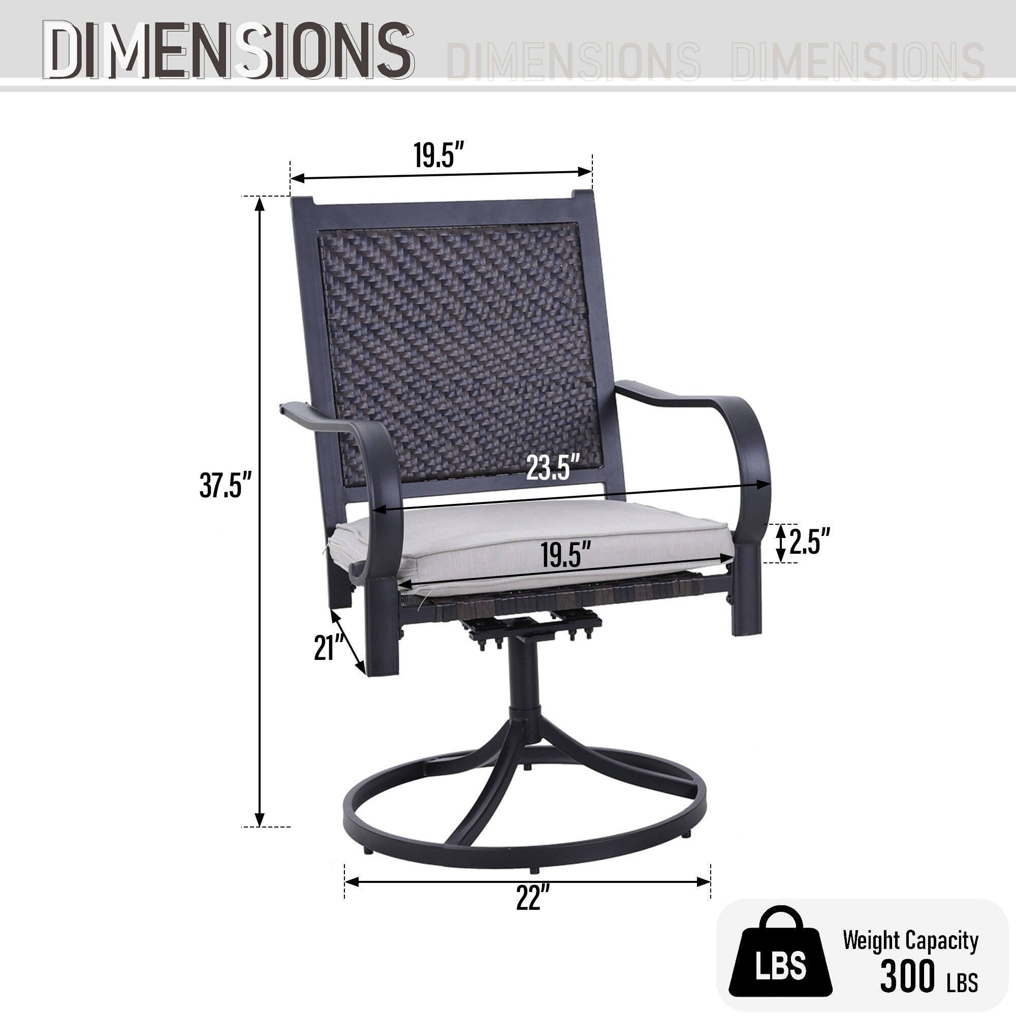 MAISON ARTS 5/7-piece Patio Dining Set, 4/6 Rattan Swivel Chairs with Cushion and 1 Metal Table with Umbrella Hole