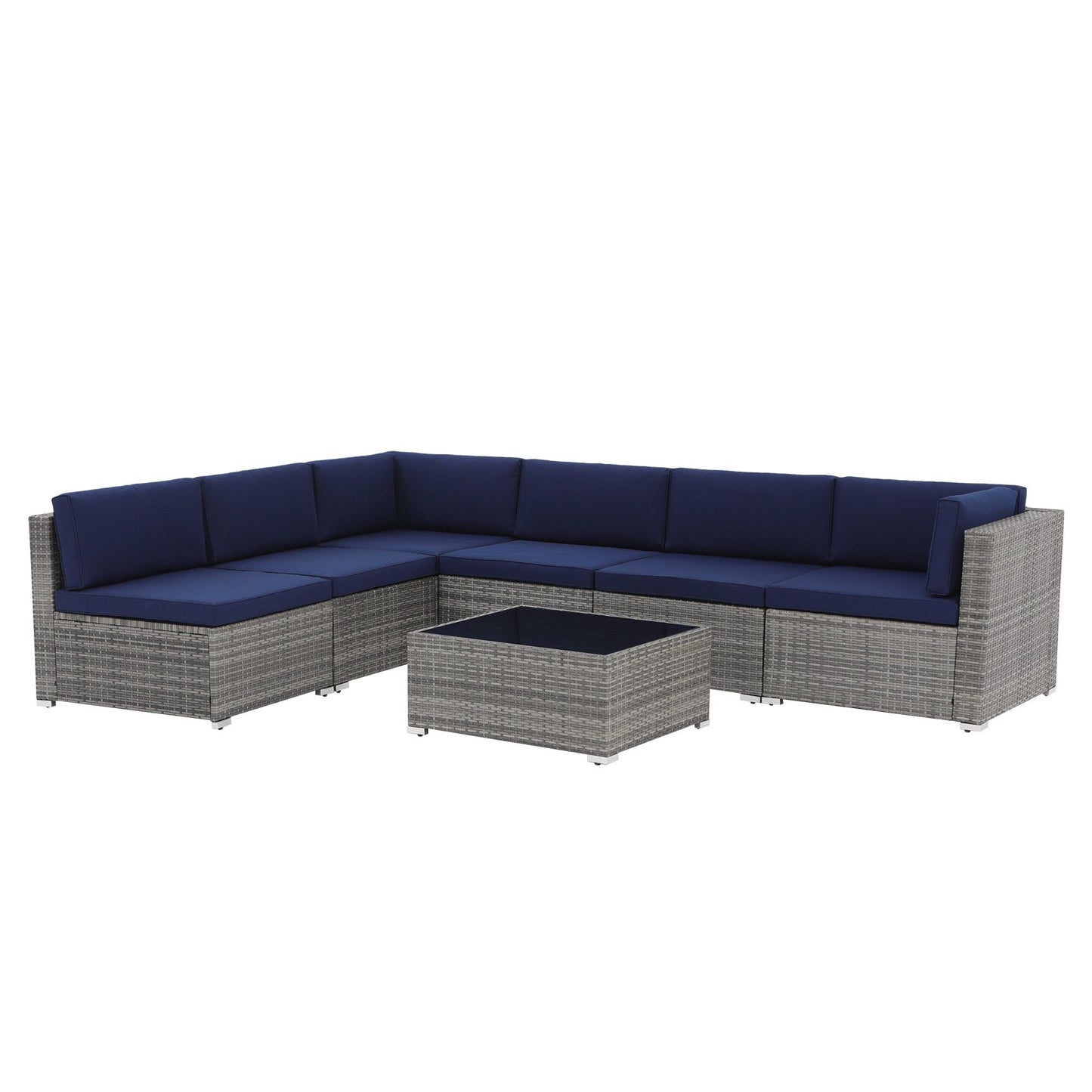 Ensemble de canapés sectionnels en osier de patio 7 pièces avec coussins