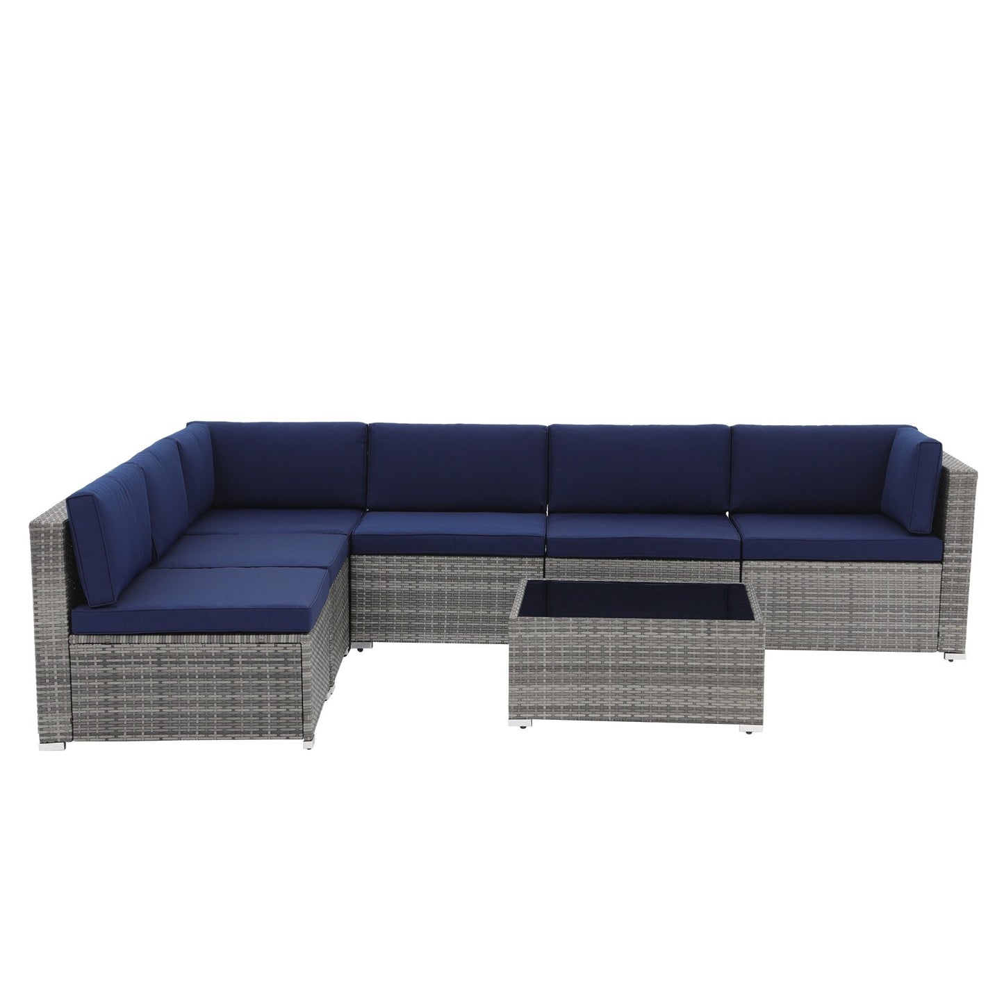 Ensemble de canapés sectionnels en osier de patio 7 pièces avec coussins
