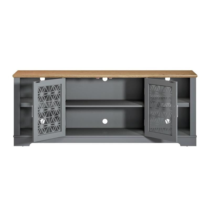 70 in. Rustic Decorative Floral Door TV Stand for up to 80 TVs