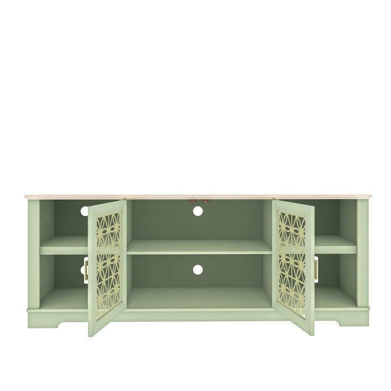 70 in. Rustic Decorative Floral Door TV Stand for up to 80 TVs