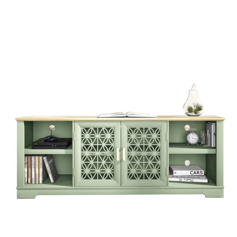 70 in. Rustic Decorative Floral Door TV Stand for up to 80 TVs