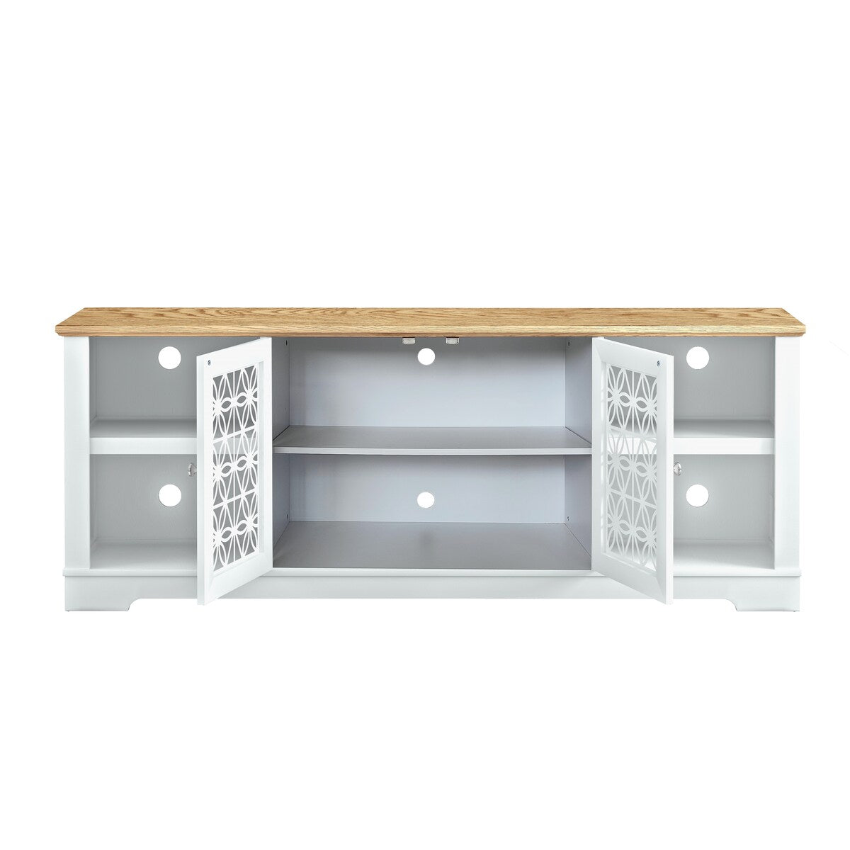 70 in. Rustic Decorative Floral Door TV Stand for up to 80 TVs