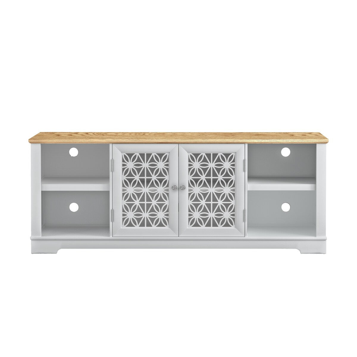 70 in. Rustic Decorative Floral Door TV Stand for up to 80 TVs