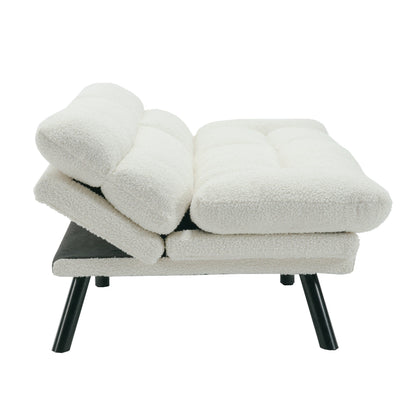 Canapé 2 places en tissu Teddy 70.08 avec coussins épais, pieds en métal et capacité de charge de 600 lb