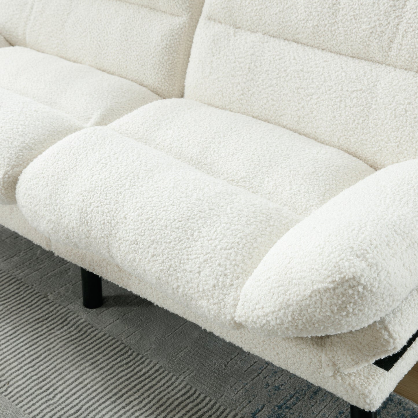 Canapé 2 places en tissu Teddy 70.08 avec coussins épais, pieds en métal et capacité de charge de 600 lb