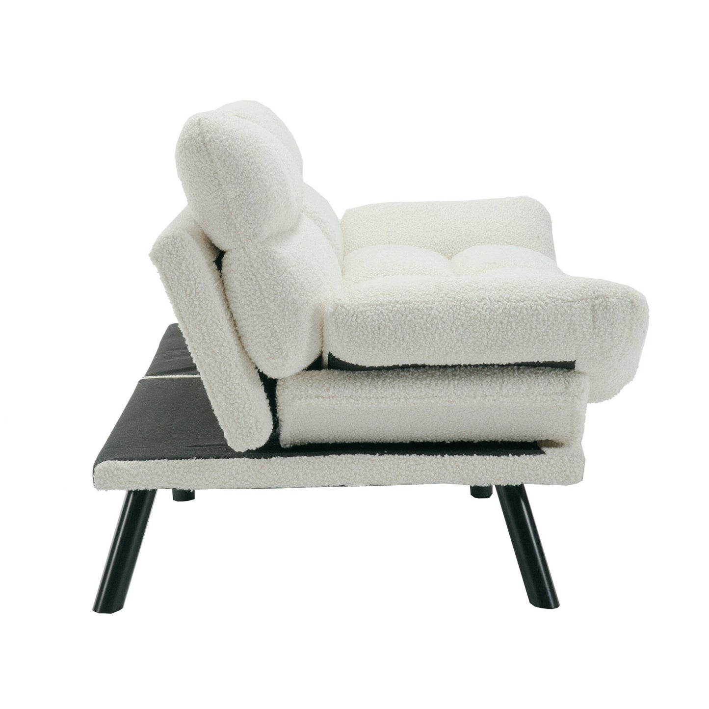 Canapé 2 places en tissu Teddy 70.08 avec coussins épais, pieds en métal et capacité de charge de 600 lb