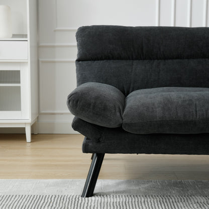 Canapé 2 places en tissu Teddy 70.08 avec coussins épais, pieds en métal et capacité de charge de 600 lb