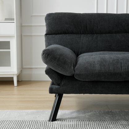 Canapé 2 places en tissu Teddy 70.08 avec coussins épais, pieds en métal et capacité de charge de 600 lb