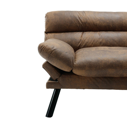 Canapé 2 places en tissu Teddy 70.08 avec coussins épais, pieds en métal et capacité de charge de 600 lb