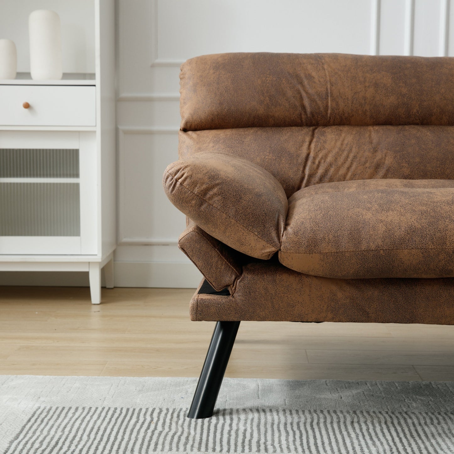 Canapé 2 places en tissu Teddy 70.08 avec coussins épais, pieds en métal et capacité de charge de 600 lb