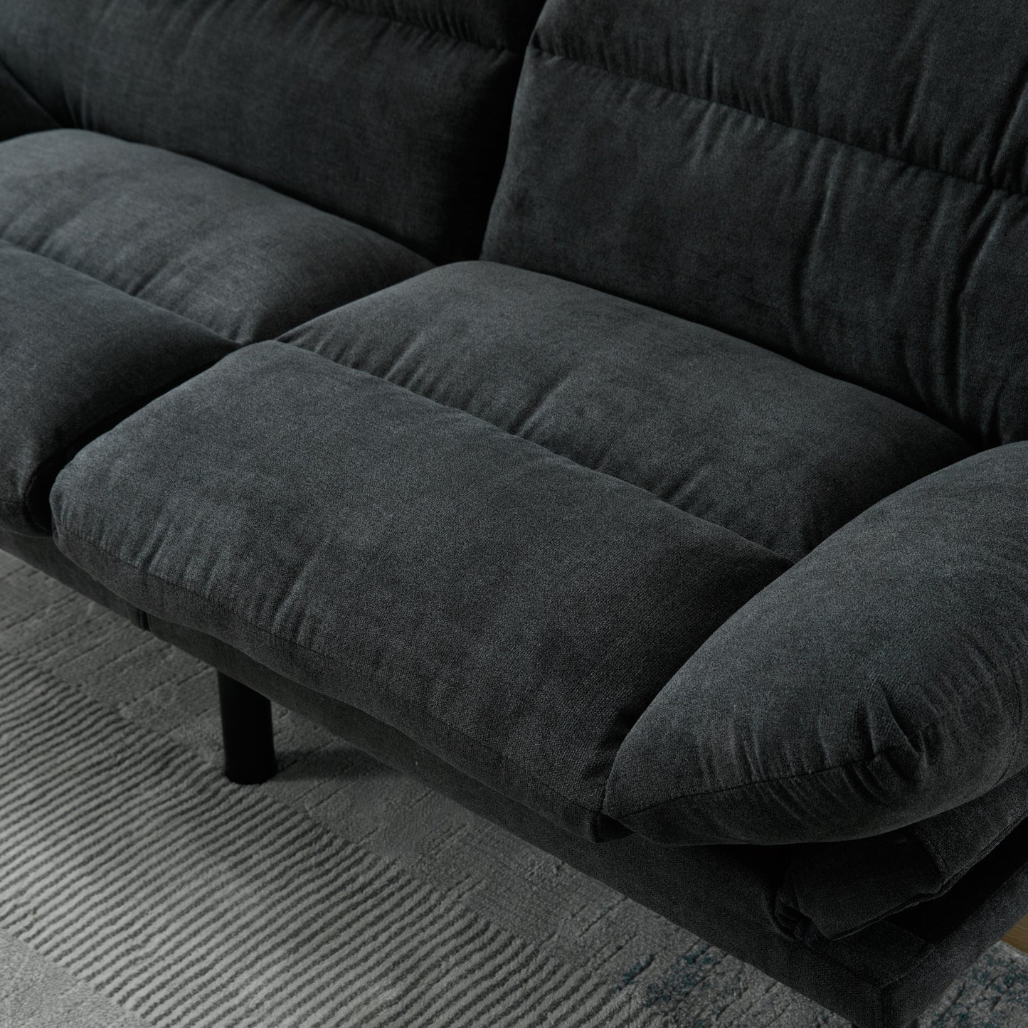 Canapé 2 places en tissu Teddy 70.08 avec coussins épais, pieds en métal et capacité de charge de 600 lb