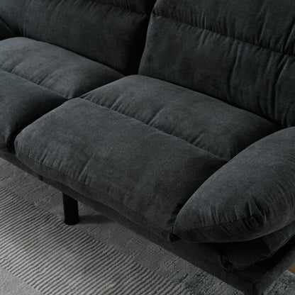Canapé 2 places en tissu Teddy 70.08 avec coussins épais, pieds en métal et capacité de charge de 600 lb