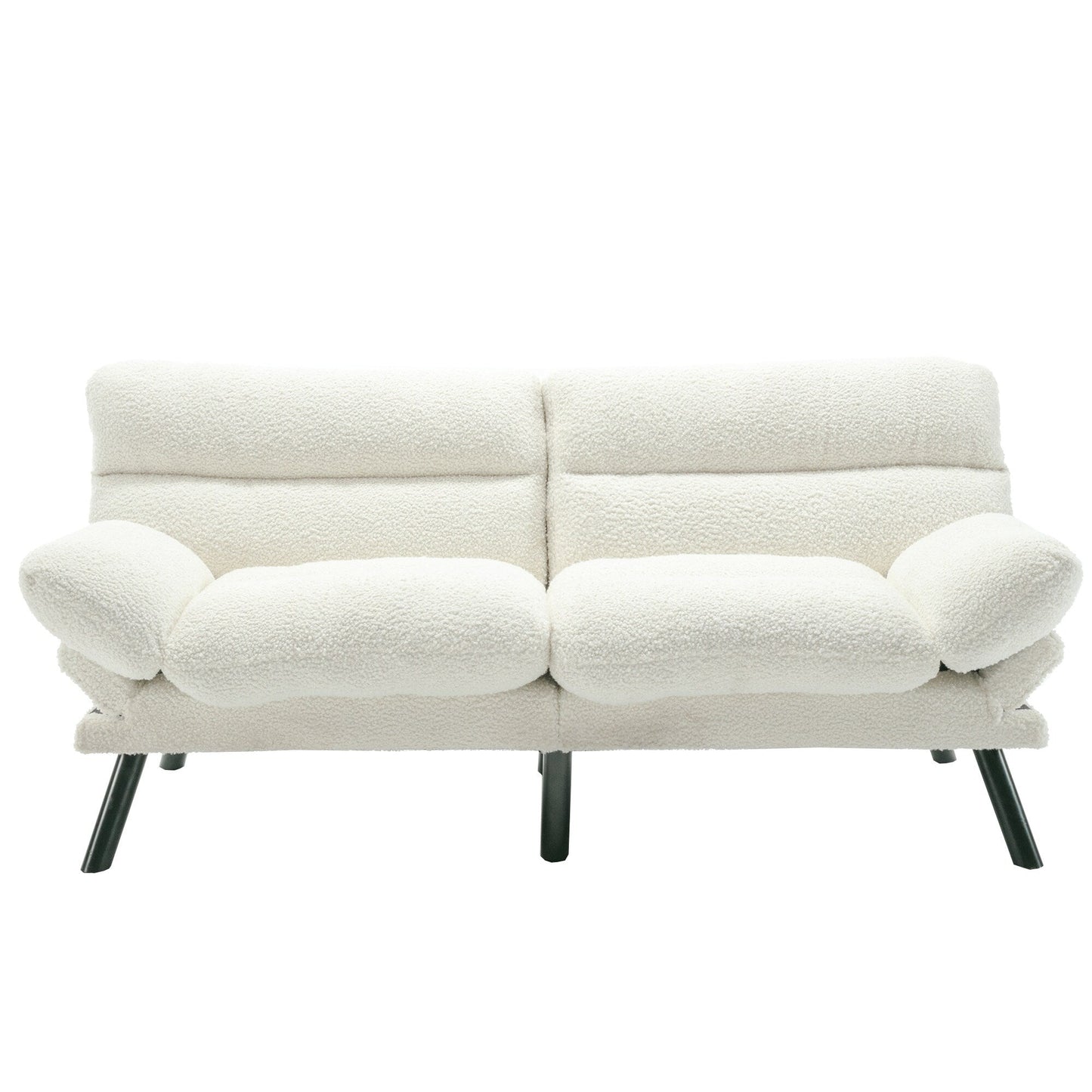Canapé 2 places en tissu Teddy 70.08 avec coussins épais, pieds en métal et capacité de charge de 600 lb