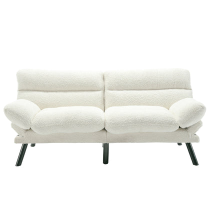 Canapé 2 places en tissu Teddy 70.08 avec coussins épais, pieds en métal et capacité de charge de 600 lb