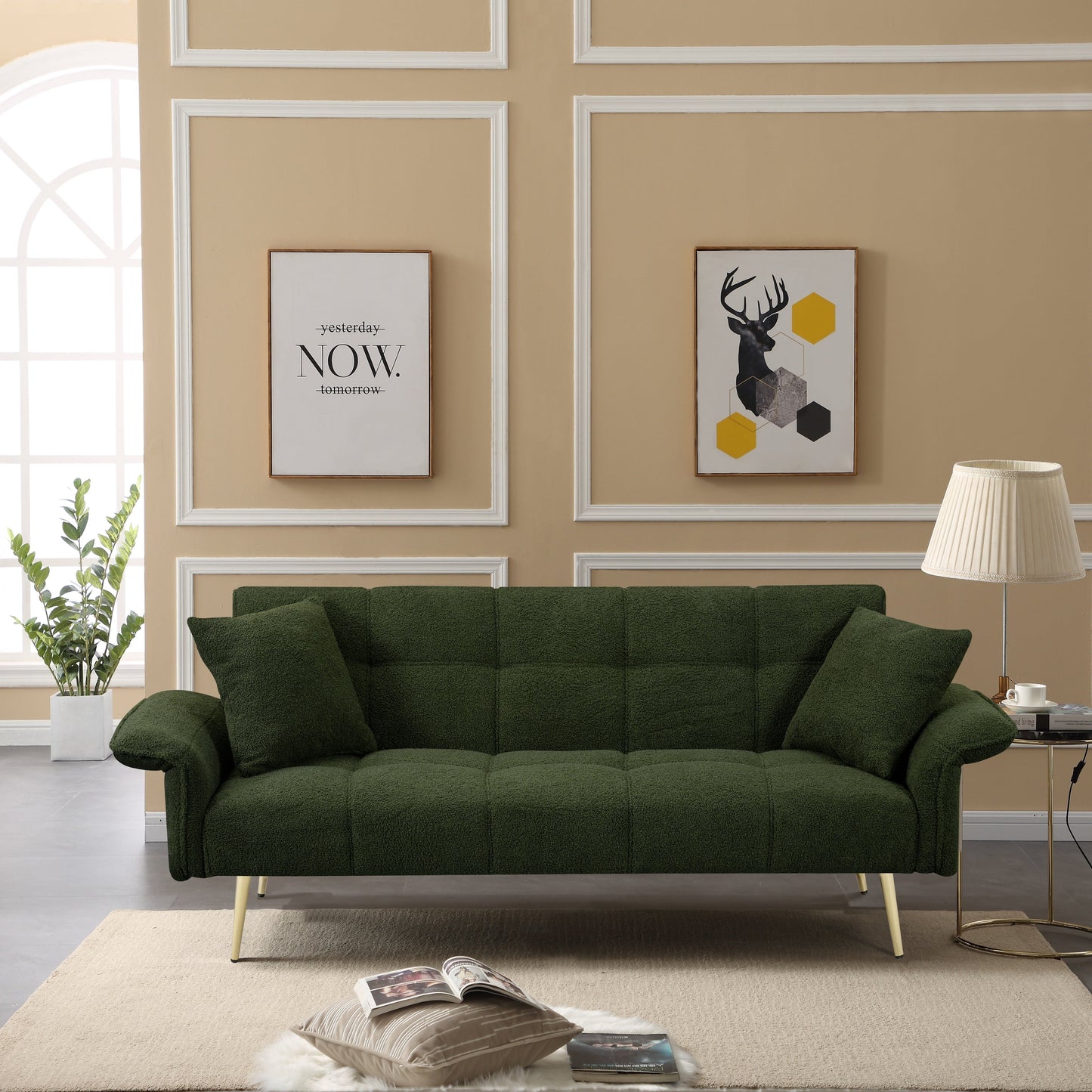 Canapé-lit double convertible avec accoudoirs rabattables - 31,10 x 70,00 x 31,49