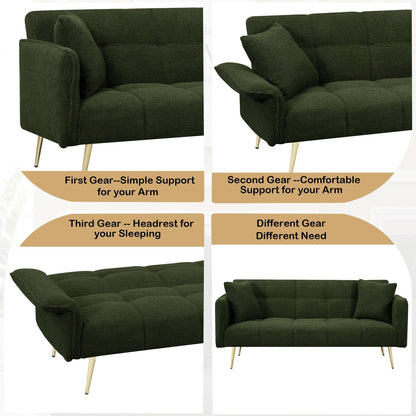 Canapé-lit double convertible avec accoudoirs rabattables - 31,10 x 70,00 x 31,49