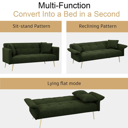 Canapé-lit double convertible avec accoudoirs rabattables - 31,10 x 70,00 x 31,49