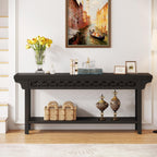 Table console longue en bois massif de style ferme de 70,8 pouces