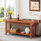 Table console longue en bois massif de style ferme de 70,8 pouces