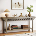 Table console longue en bois massif de style ferme de 70,8 pouces