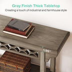 Table console longue en bois massif de style ferme de 70,8 pouces
