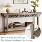 Table console longue en bois massif de style ferme de 70,8 pouces