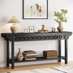 Table console longue en bois massif de style ferme de 70,8 pouces