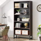 Bibliothèque et étagère de 70,8 pouces de hauteur, grande bibliothèque à 5 niveaux - 11,81 P x 31,5 L x 70,87 H