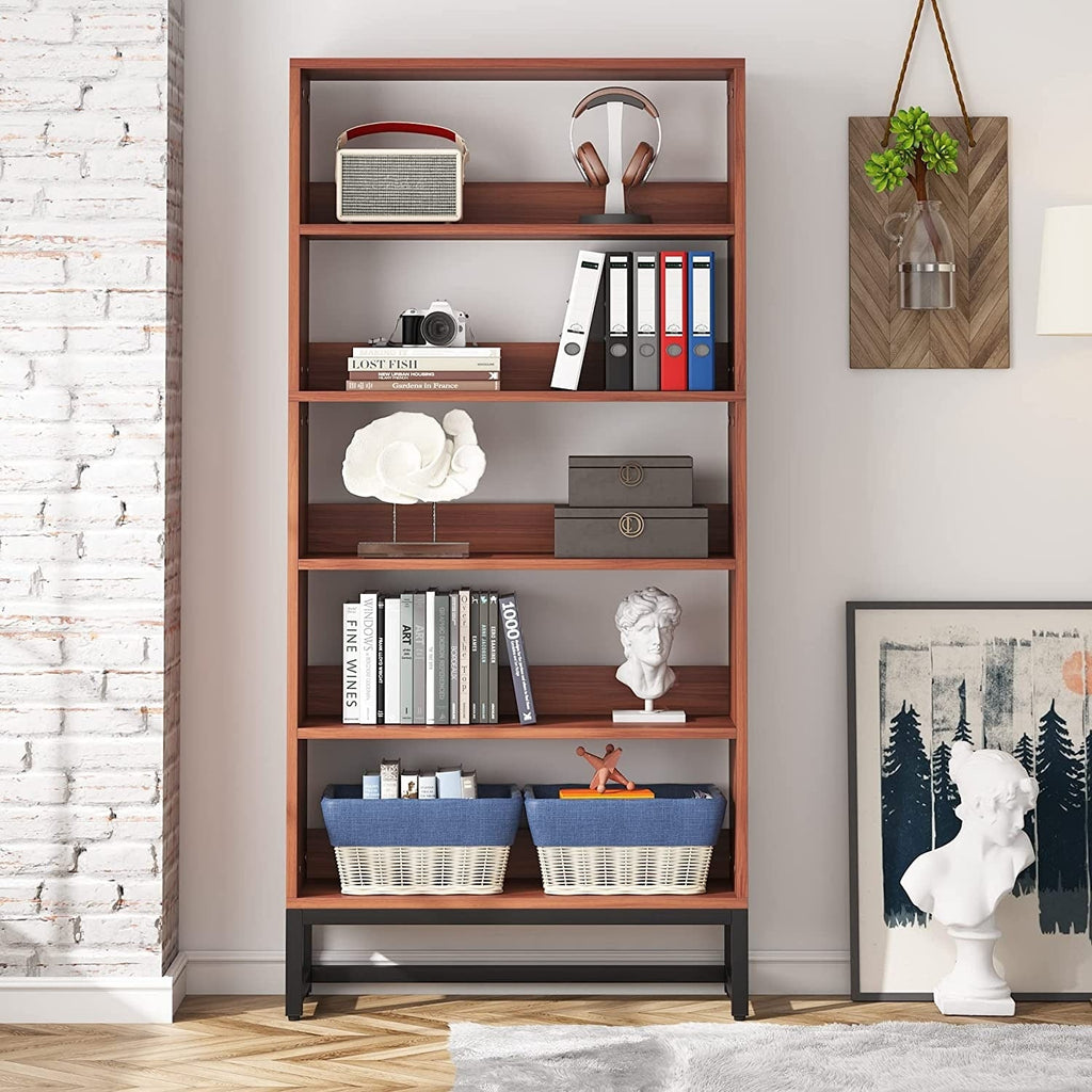 Bibliothèque et étagère de 70,8 pouces de hauteur, grande bibliothèque à 5 niveaux - 11,81 P x 31,5 L x 70,87 H