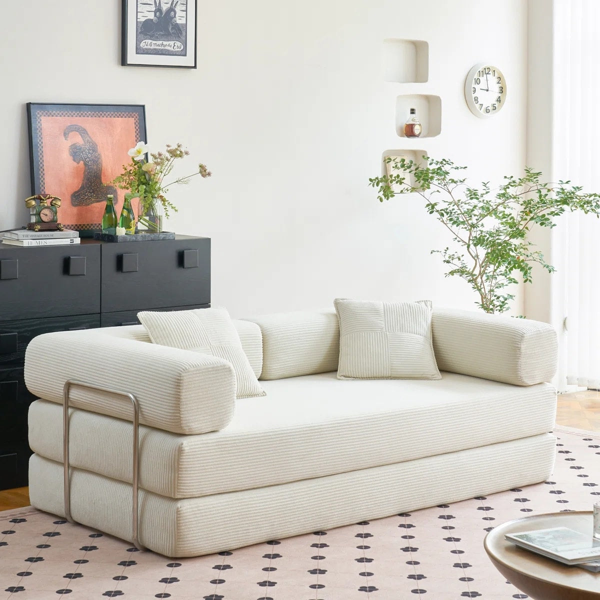 Canapé-lit convertible de 78,8 cm avec coussin et accoudoirs