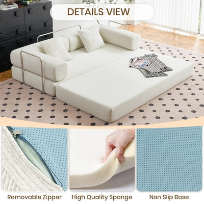 Canapé-lit convertible de 78,8 cm avec coussin et accoudoirs