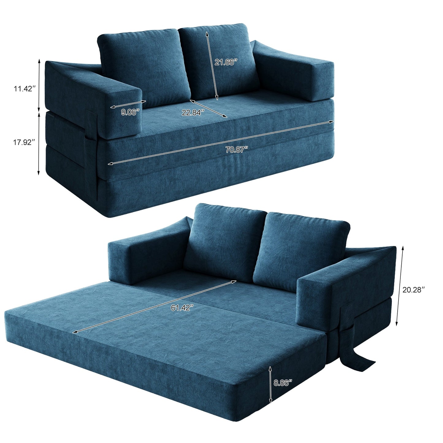 Canapé-lit convertible rembourré 70,87 $, fauteuil convertible, canapé de sol confortable pour salon, chambre, tissu chenille