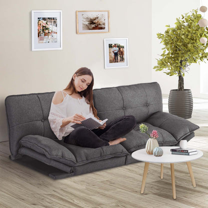 Canapé-lit pliant en lin 70,8 avec dossier réglable et six pieds en métal chromé pour salon