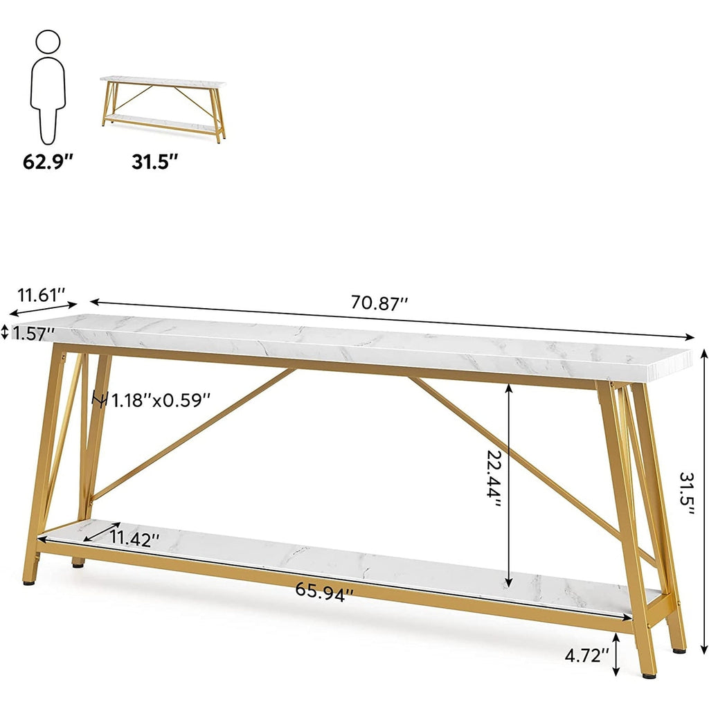 Table console d'entrée industrielle extra-longue de 70,9 pouces