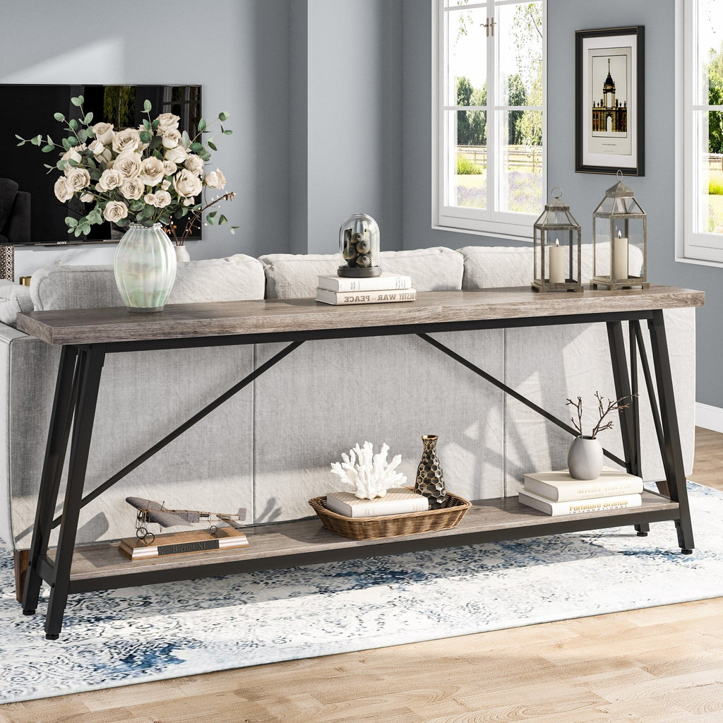Table console d'entrée industrielle extra-longue de 70,9 pouces