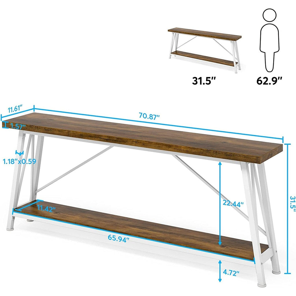 Table console d'entrée industrielle extra-longue de 70,9 pouces