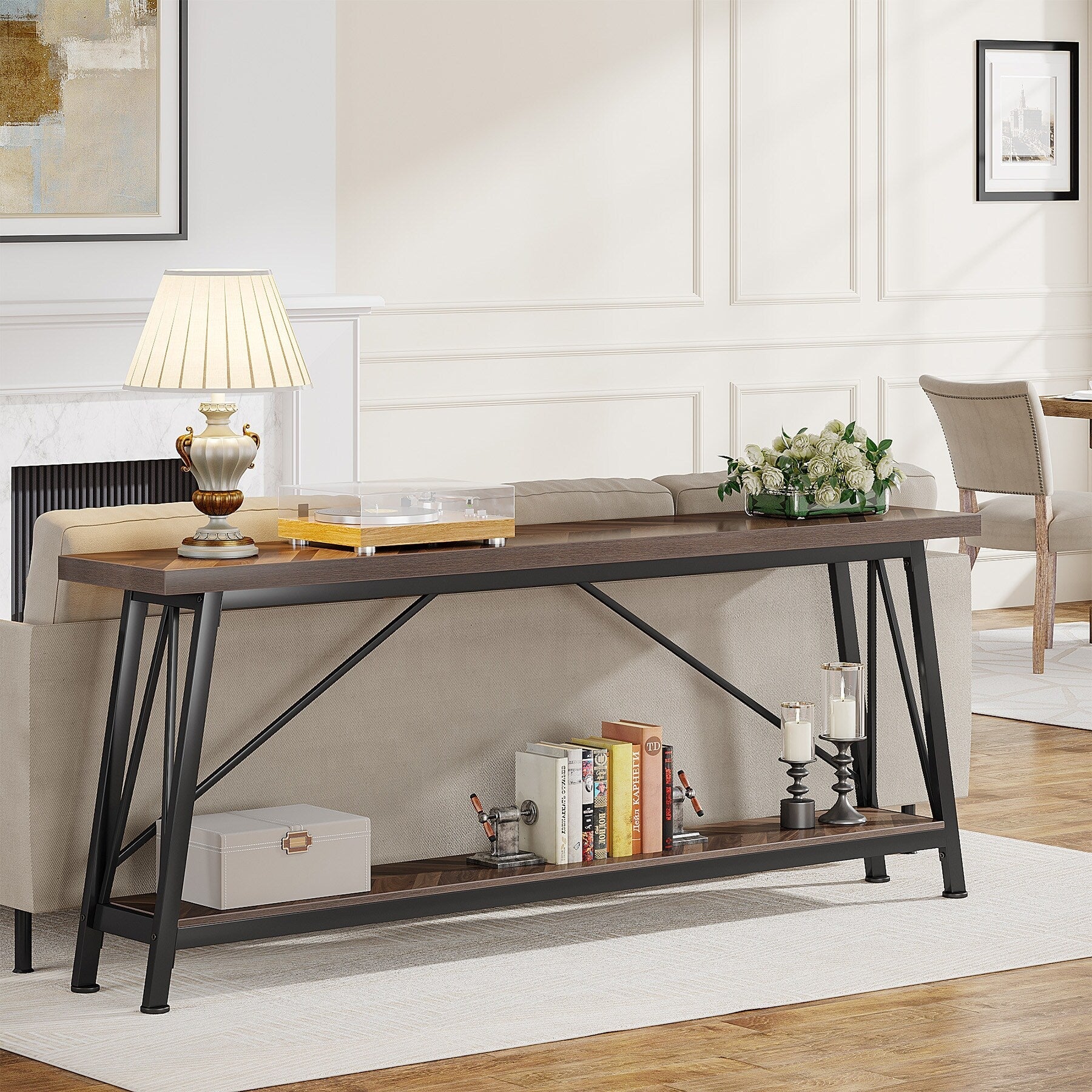 Table console d'entrée industrielle extra-longue de 70,9 pouces