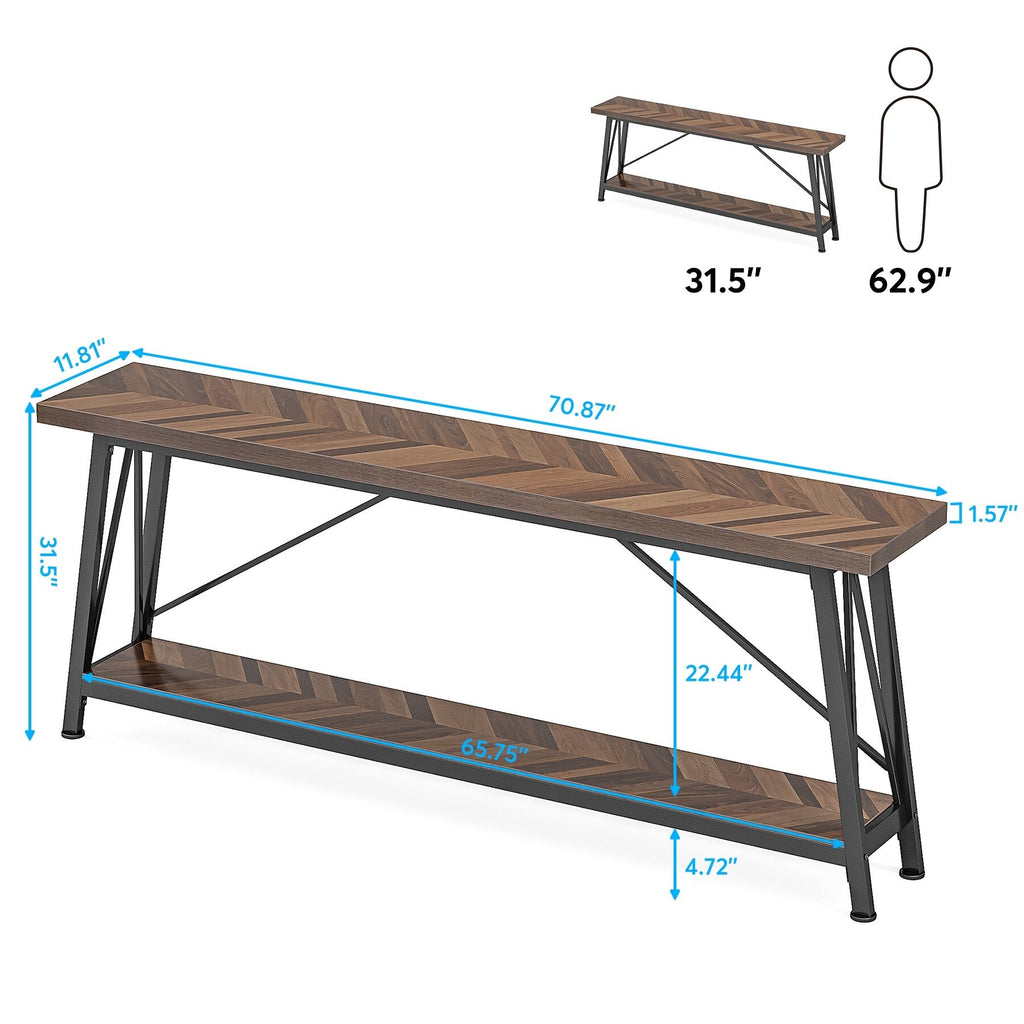 Table console d'entrée industrielle extra-longue de 70,9 pouces