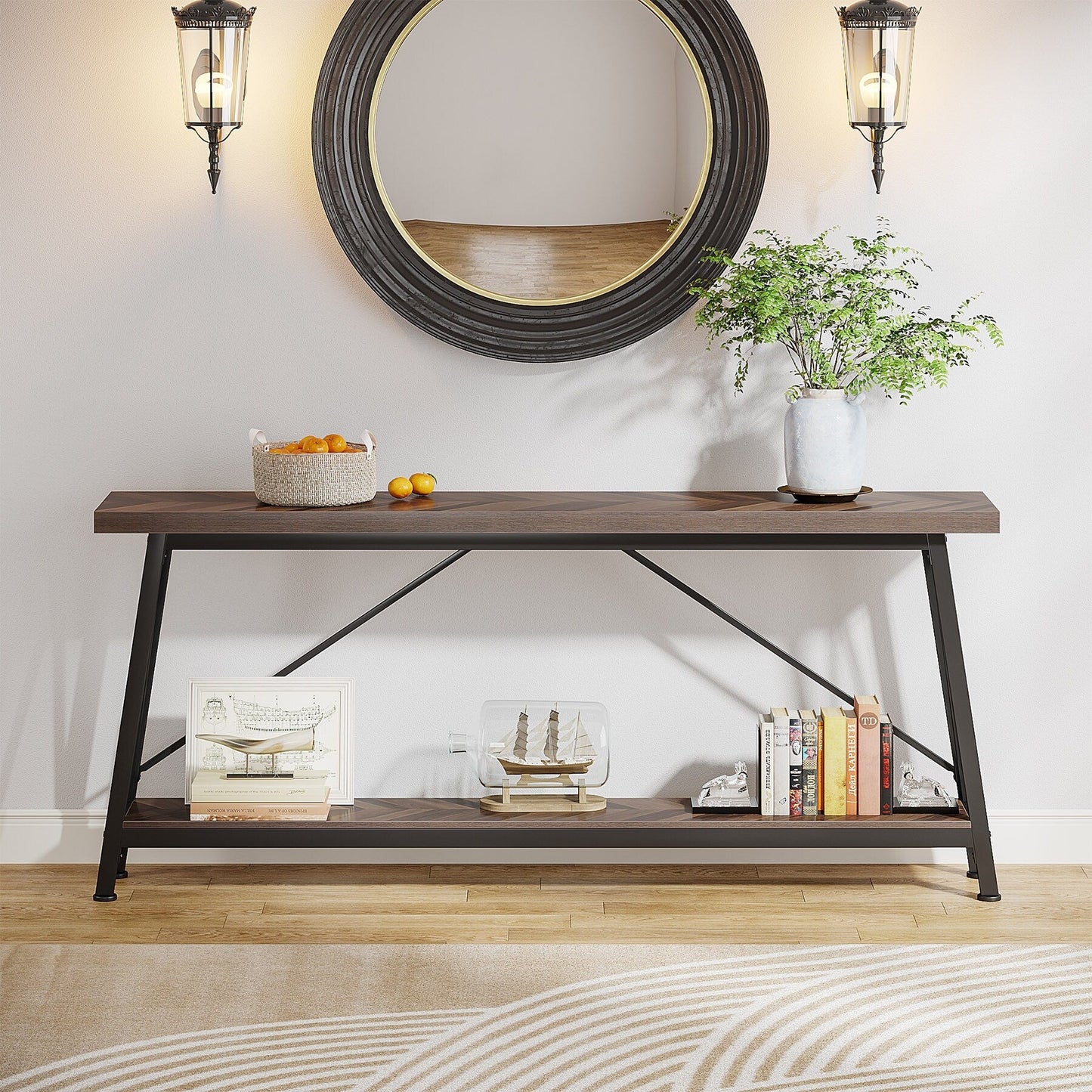 Table console d'entrée industrielle extra-longue de 70,9 pouces