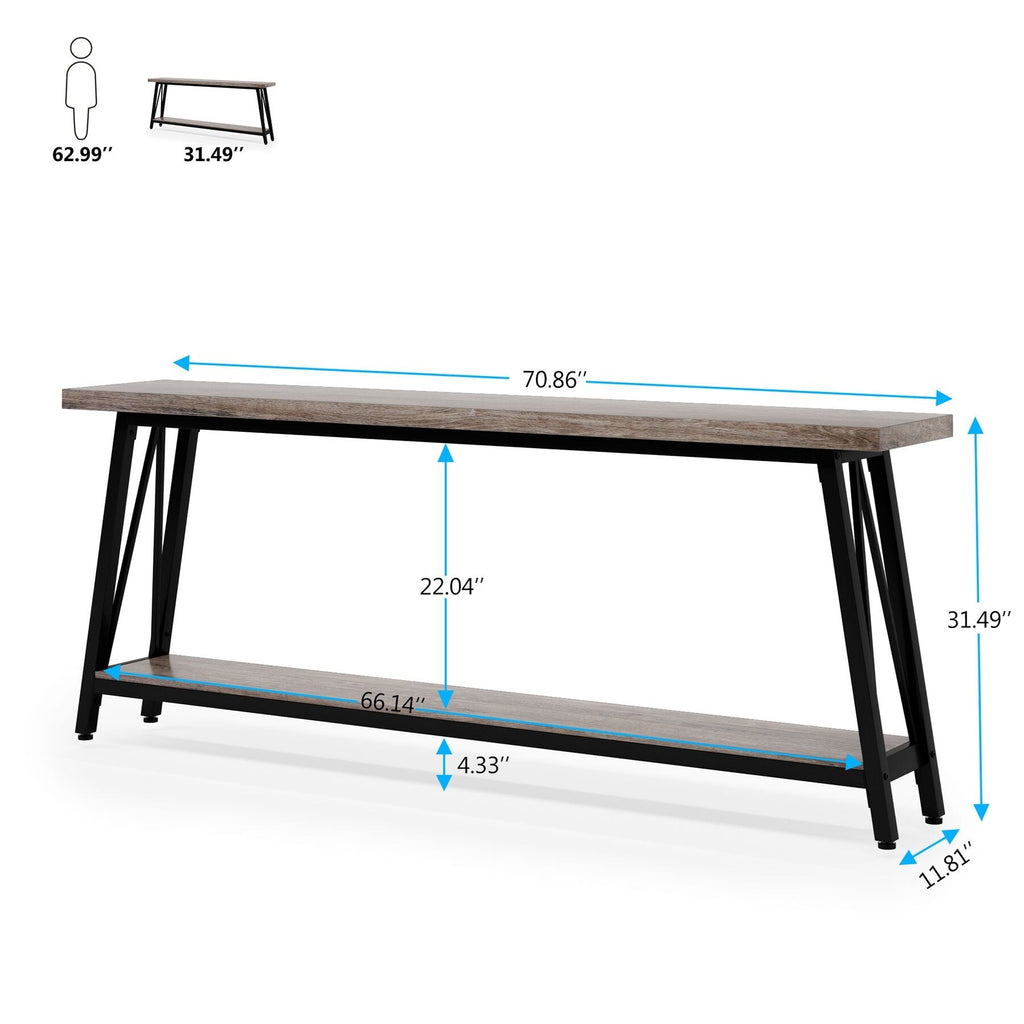 Table console d'entrée industrielle extra-longue de 70,9 pouces