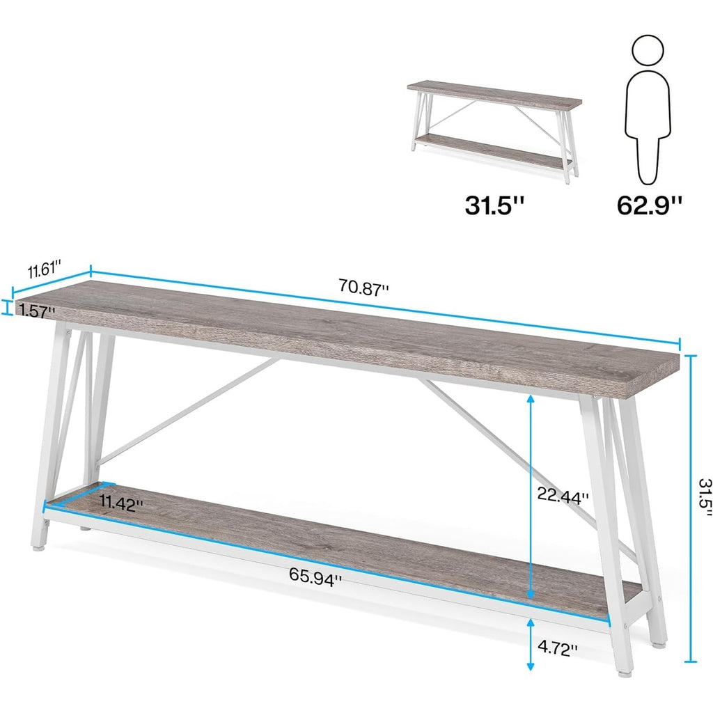 Table console d'entrée industrielle extra-longue de 70,9 pouces