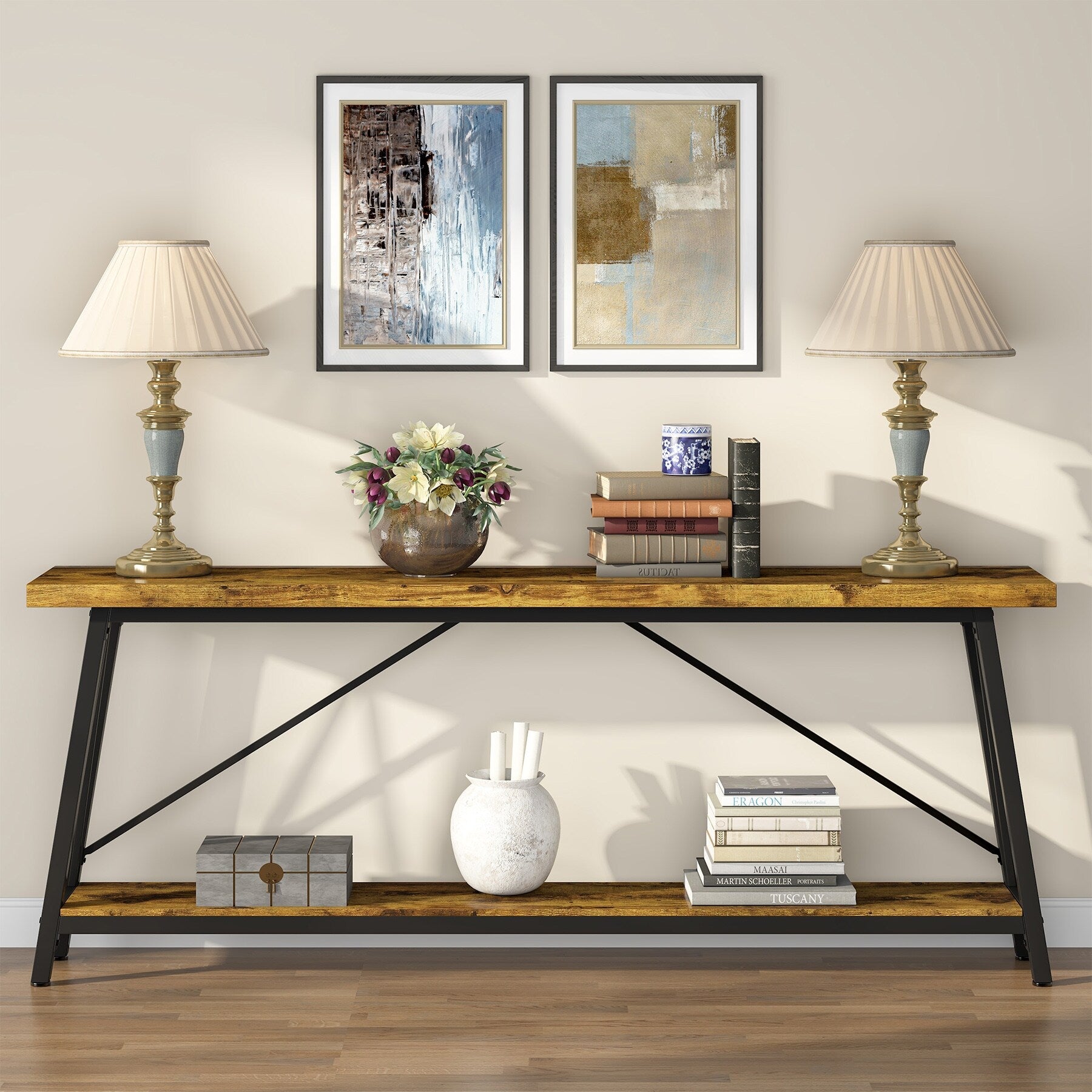 Table console d'entrée industrielle extra-longue de 70,9 pouces