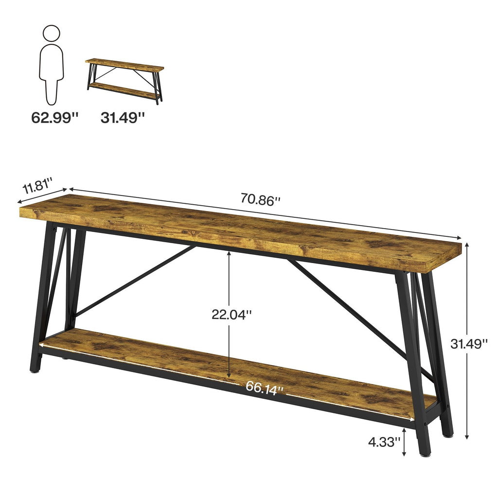 Table console d'entrée industrielle extra-longue de 70,9 pouces
