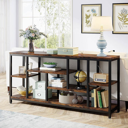 Console de canapé de 70,9 pouces avec rangement, table d'entrée à 3 niveaux pour couloir