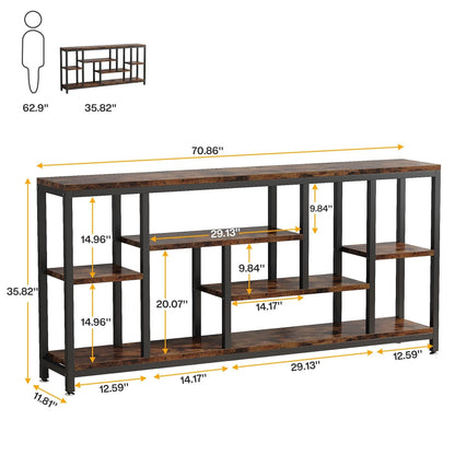 Console de canapé de 70,9 pouces avec rangement, table d'entrée à 3 niveaux pour couloir