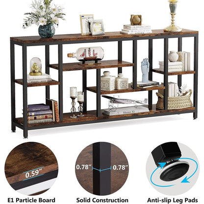 Console de canapé de 70,9 pouces avec rangement, table d'entrée à 3 niveaux pour couloir